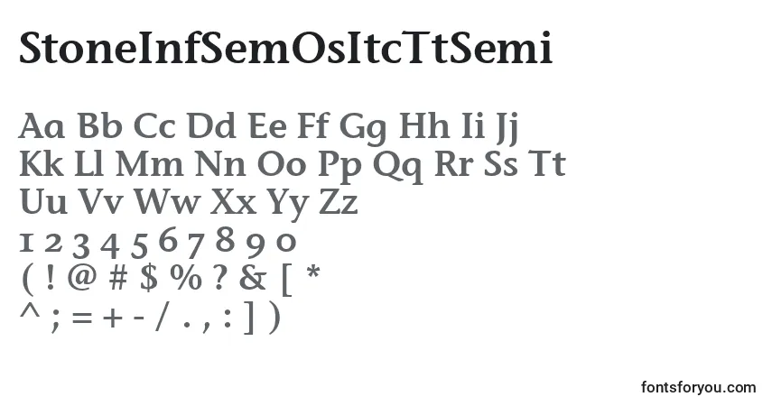 StoneInfSemOsItcTtSemi-fontti – aakkoset, numerot, erikoismerkit