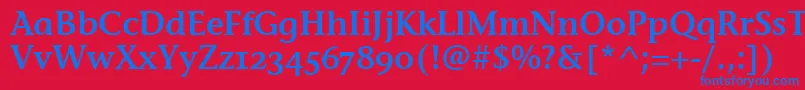 StoneInfSemOsItcTtSemi-Schriftart – Blaue Schriften auf rotem Hintergrund