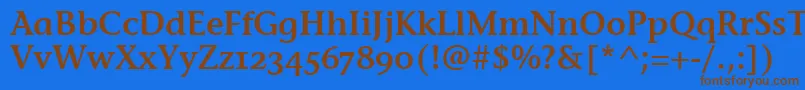 フォントStoneInfSemOsItcTtSemi – 茶色の文字が青い背景にあります。