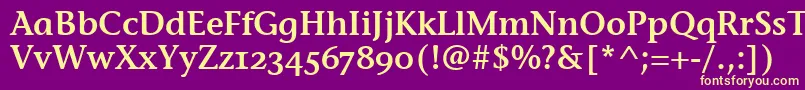 StoneInfSemOsItcTtSemi-fontti – keltaiset fontit violetilla taustalla