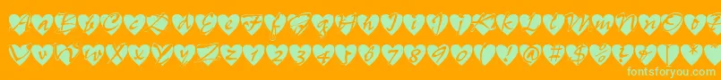 AllHearts Font – Green Fonts on Orange Background