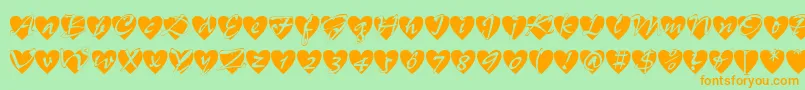 AllHearts Font – Orange Fonts on Green Background