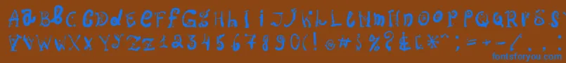 フォントOspac – 茶色の背景に青い文字