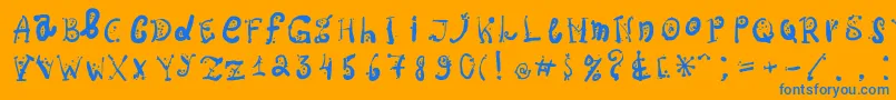 Ospac Font – Blue Fonts on Orange Background