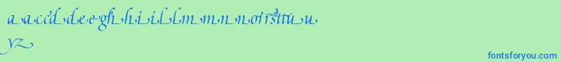 PoeticaSuppLowercaseEndingsI Font – Blue Fonts on Green Background