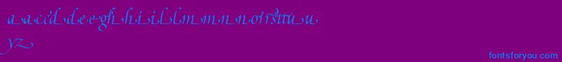 フォントPoeticaSuppLowercaseEndingsI – 紫色の背景に青い文字