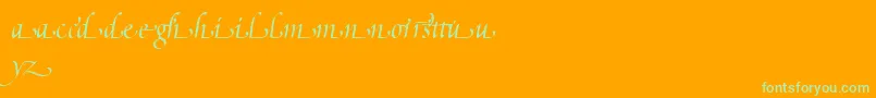 PoeticaSuppLowercaseEndingsI-Schriftart – Grüne Schriften auf orangefarbenem Hintergrund