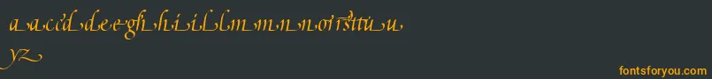 フォントPoeticaSuppLowercaseEndingsI – 黒い背景にオレンジの文字