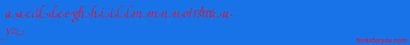 PoeticaSuppLowercaseEndingsI-Schriftart – Rote Schriften auf blauem Hintergrund