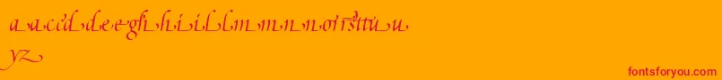 フォントPoeticaSuppLowercaseEndingsI – オレンジの背景に赤い文字