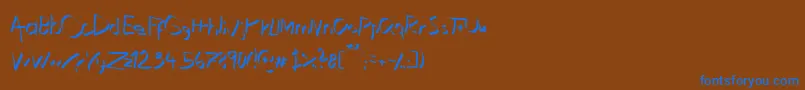 フォントXaligraphyThin – 茶色の背景に青い文字