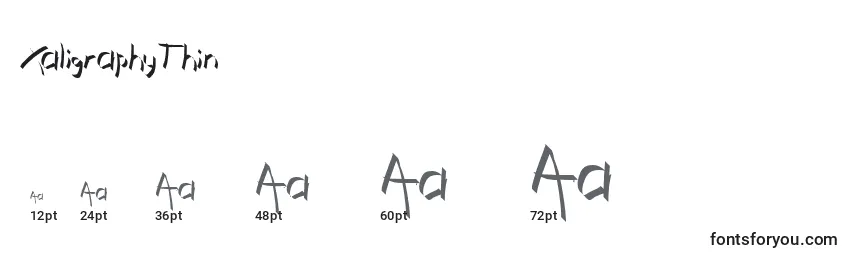 Größen der Schriftart XaligraphyThin