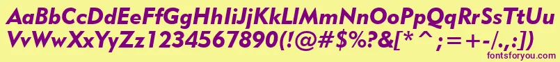 Weitere Informationen zur Geometric415BlackItalicBt-Schriftart Geometric415BlackItalicBt-Schriftart – Violette Schriften auf gelbem Hintergrund