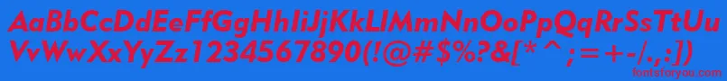 Шрифт Geometric415BlackItalicBt – красные шрифты на синем фоне