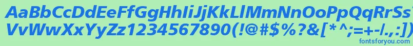 ForeignerBolditalicBolditalic Font – Blue Fonts on Green Background