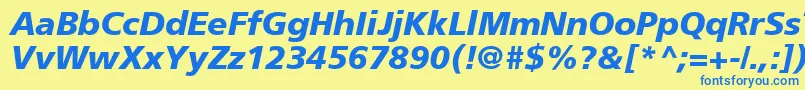 ForeignerBolditalicBolditalic Font – Blue Fonts on Yellow Background