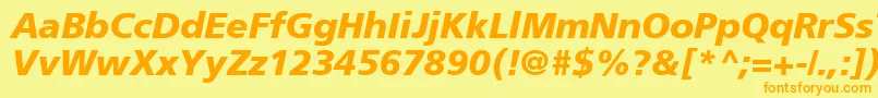 ForeignerBolditalicBolditalic Font – Orange Fonts on Yellow Background
