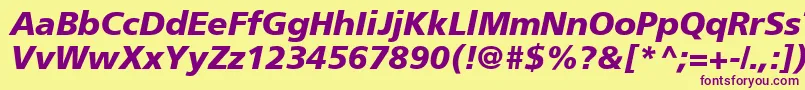 ForeignerBolditalicBolditalic Font – Purple Fonts on Yellow Background