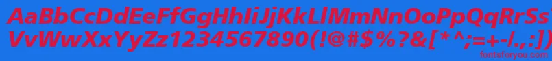 ForeignerBolditalicBolditalic Font – Red Fonts on Blue Background