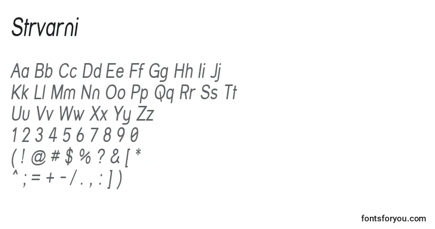 Schriftart Strvarni – Alphabet, Zahlen, spezielle Symbole