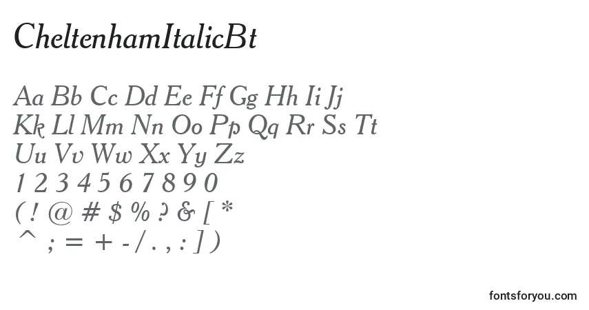 A fonte CheltenhamItalicBt – alfabeto, números, caracteres especiais