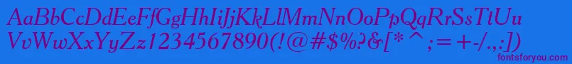 CheltenhamItalicBt-Schriftart – Violette Schriften auf blauem Hintergrund