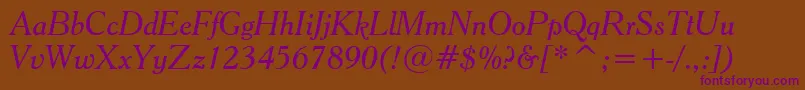 CheltenhamItalicBt Font – Purple Fonts on Brown Background