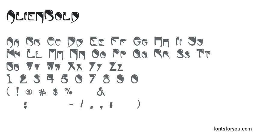 Шрифт AlienBold – алфавит, цифры, специальные символы