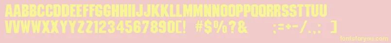Strathmellibld-Schriftart – Gelbe Schriften auf rosa Hintergrund