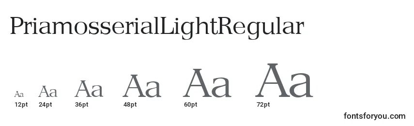 Размеры шрифта PriamosserialLightRegular