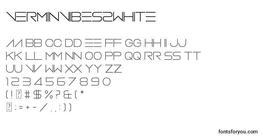 Schriftart VerminVibes2White – Alphabet, Zahlen, spezielle Symbole