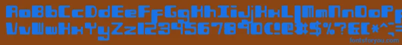 PhorfeitRegularBrk-Schriftart – Blaue Schriften auf braunem Hintergrund