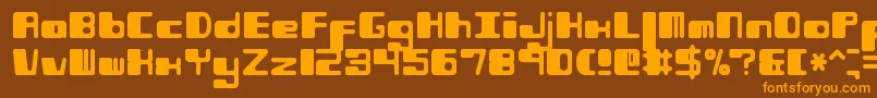 フォントPhorfeitRegularBrk – オレンジ色の文字が茶色の背景にあります。