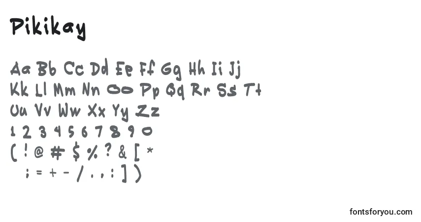 Schriftart Pikikay – Alphabet, Zahlen, spezielle Symbole