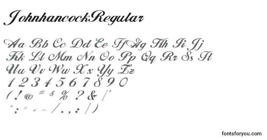 Шрифт JohnhancockRegular – алфавит, цифры, специальные символы