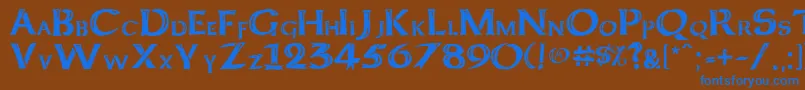 KeltCapsFreehand Font – Blue Fonts on Brown Background