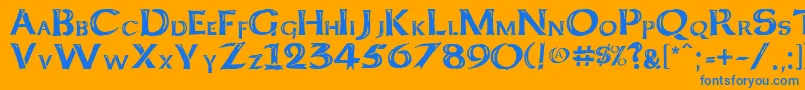 KeltCapsFreehand Font – Blue Fonts on Orange Background