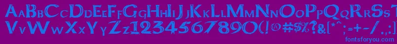 KeltCapsFreehand Font – Blue Fonts on Purple Background