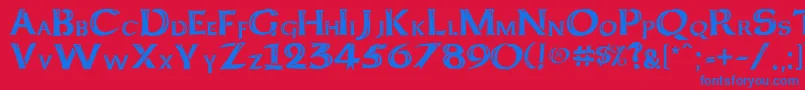 KeltCapsFreehand Font – Blue Fonts on Red Background