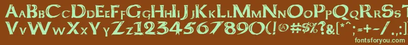 KeltCapsFreehand Font – Green Fonts on Brown Background