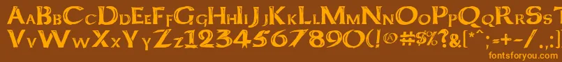 KeltCapsFreehand Font – Orange Fonts on Brown Background