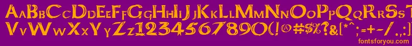 KeltCapsFreehand Font – Orange Fonts on Purple Background