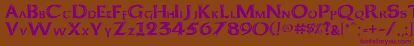 KeltCapsFreehand Font – Purple Fonts on Brown Background