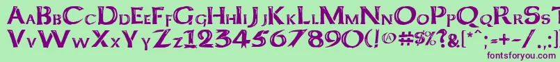 KeltCapsFreehand Font – Purple Fonts on Green Background