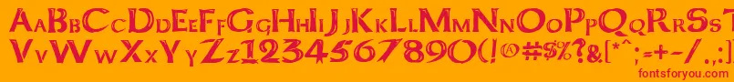 KeltCapsFreehand-Schriftart – Rote Schriften auf orangefarbenem Hintergrund