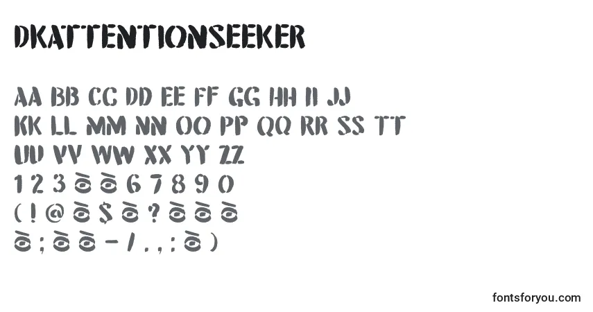 Czcionka DkAttentionSeeker – alfabet, cyfry, specjalne znaki