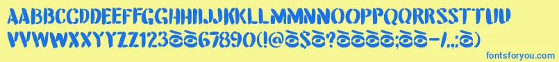 Шрифт DkAttentionSeeker – синие шрифты на жёлтом фоне