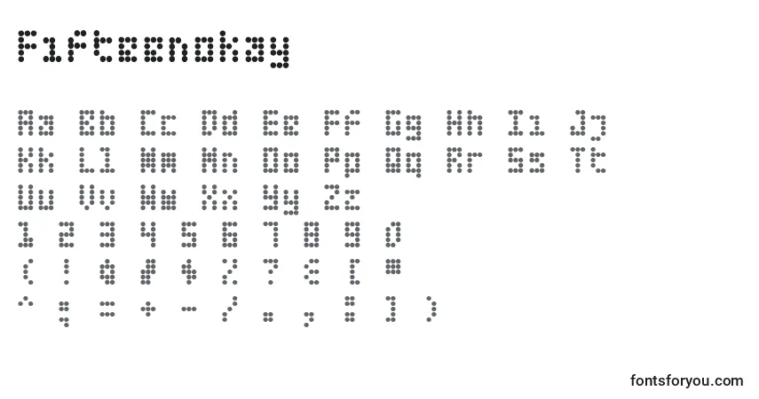 A fonte Fifteenokay – alfabeto, números, caracteres especiais