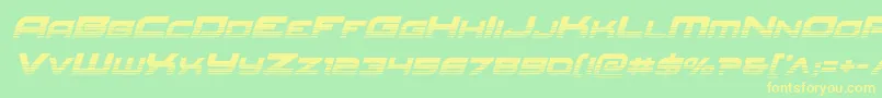 Redrockethalfital-Schriftart – Gelbe Schriften auf grünem Hintergrund