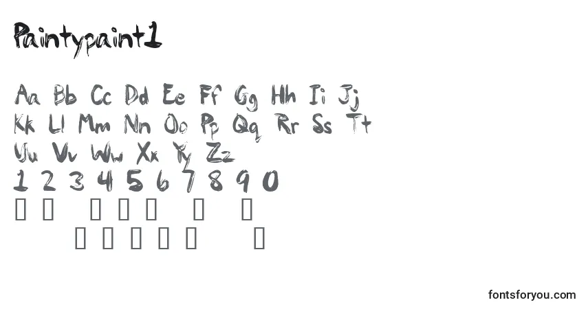 Schriftart Paintypaint1 – Alphabet, Zahlen, spezielle Symbole